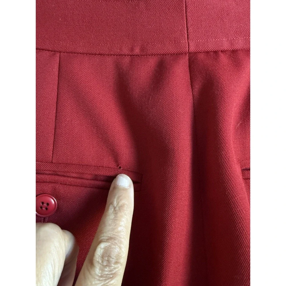 Carlisle Pleated Red Trouser Pant Women 6 Wool‎ Retro Classic Career Office Work